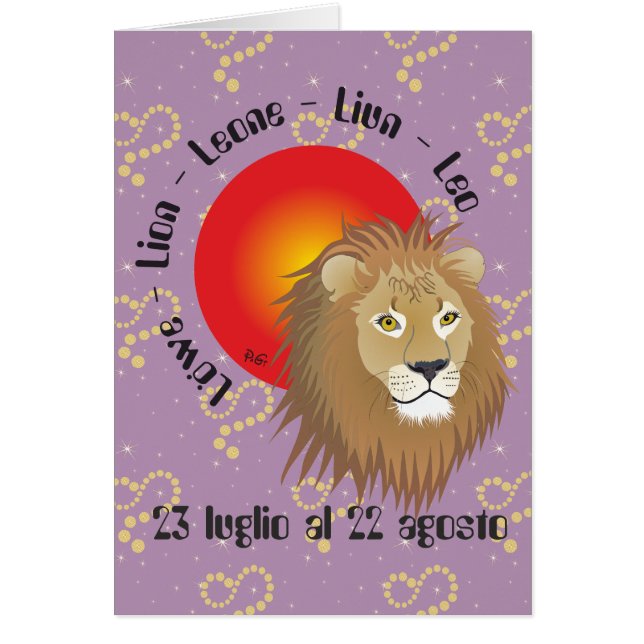 Leone 23 luglio al 22 agosto Biglietti d'auguri (Vorne)