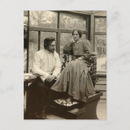 Leonid Andreyev mit seiner Ehefrau Postkarte (Vorderseite)
