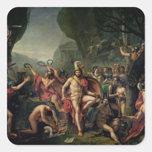 Leonidas bei Thermopylae, 480 v. Chr., 1814 Quadratischer Aufkleber (Vorderseite)