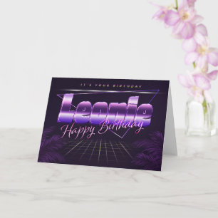 Leonie Name Vorname lila retro Karte Geburtstag