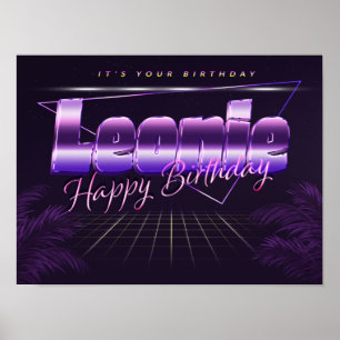 Leonie Name Vorname lila retro Poster Geburtstag