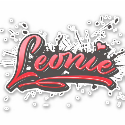 Leonie red Heart Graffiti Aufkleber Sticker (Vorderseite)