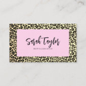 Leopad Print Script Beauty Brows Lash Artist Visitenkarte (Vorderseite)