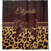 Leopar Print Black Bow Duschvorhang (Vorderseite)