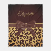 Leopar Print Black Bow Fleecedecke (Vorderseite)