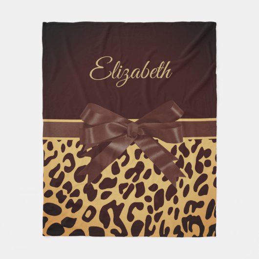 Leopar Print Black Bow Fleecedecke (Vorderseite)