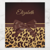 Leopar Print Black Bow Weinetikett (Einzelnes Label)
