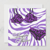 Leopard311-purple lila Zebra-Wäsche-Set Einladung (Vorderseite)