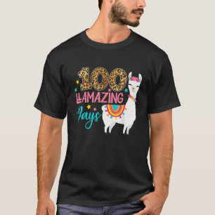 Leopard 100 Llamazing Days Llama Lehrer 100. Tag T-Shirt
