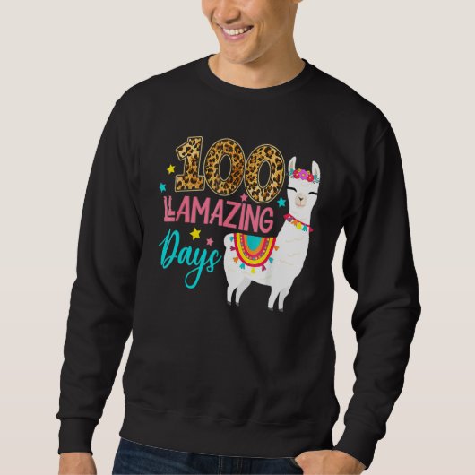 Leopard 100 Llamazing Days Llama Teacher 100th Day Sweatshirt (Vorderseite)