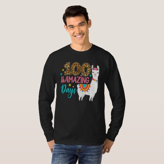 Leopard 100 Llamazing Days Llama Teacher 100th Day T-Shirt (Vorne ganz)