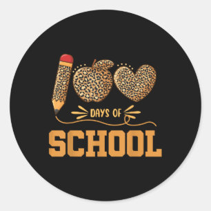 Leopard 100 Tage Schule 100 Tage Lehrer Pupi Runder Aufkleber