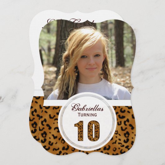 Leopard 10. Geburtstag: Bild:Party Einladung (Vorne/Hinten)