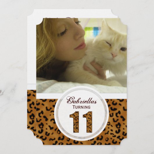 Leopard 11. Geburtstag: Bild:Party Einladung (Vorne/Hinten)