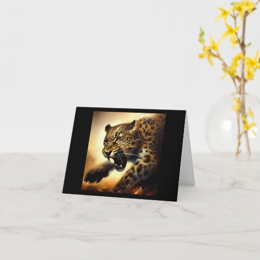 Leopard (11) Wildkatze Karte (Gelbe Blume)