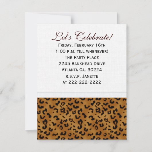 Leopard 13. Geburtstag: Bild:Party Einladung (Rückseite)