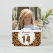 Leopard 14. Geburtstag: Bild:Party Einladung (Stehend Vorderseite)