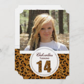 Leopard 14. Geburtstag: Bild:Party Einladung (Vorne/Hinten)