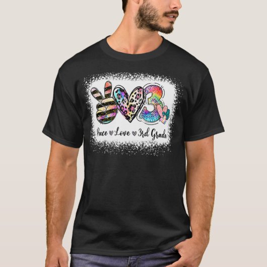 Leopard 3rd Grade Bleached Gefärbte Krawatte Peace T-Shirt (Vorderseite)