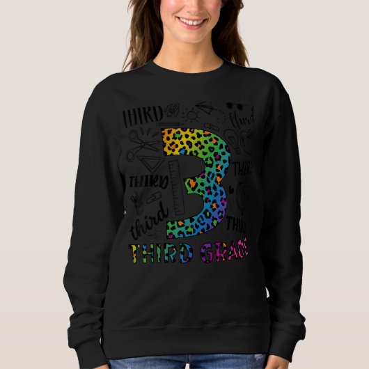 Leopard 3rd Grade Typografy Team Third Grade Teac Sweatshirt (Vorderseite)
