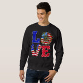 Leopard 4. Juli Liebe Sunflower Patriotic Ameri Sweatshirt (Vorne ganz)