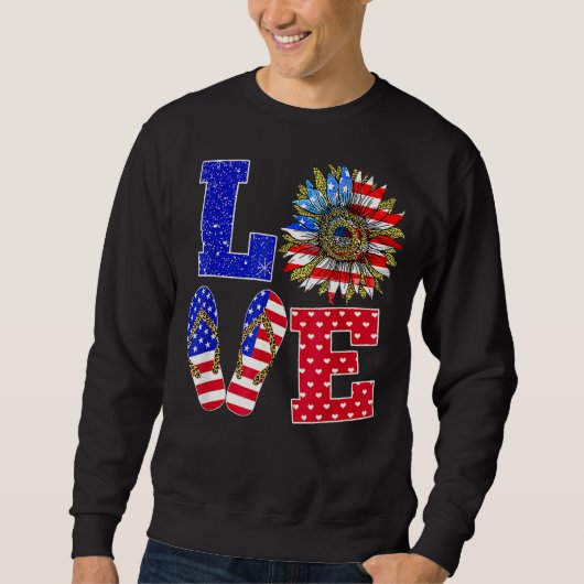Leopard 4. Juli Liebe Sunflower Patriotic Ameri Sweatshirt (Vorderseite)