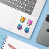 Leopard - 4-Pack-Farbleopard Print & Wild Cat Aufkleber (Laptop mit iPhone)