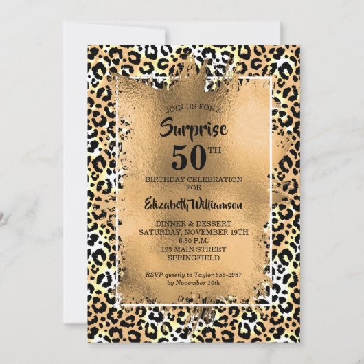 Leopard 50. Geburtstagsparty Einladung (Vorderseite)