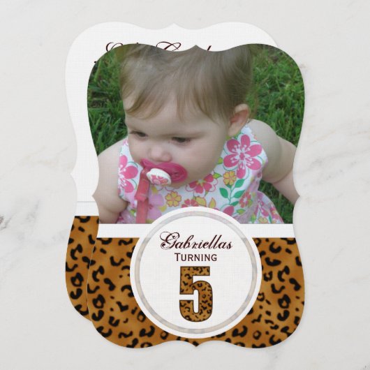 Leopard 5. Geburtstag: Bild:Party Einladung (Vorne/Hinten)
