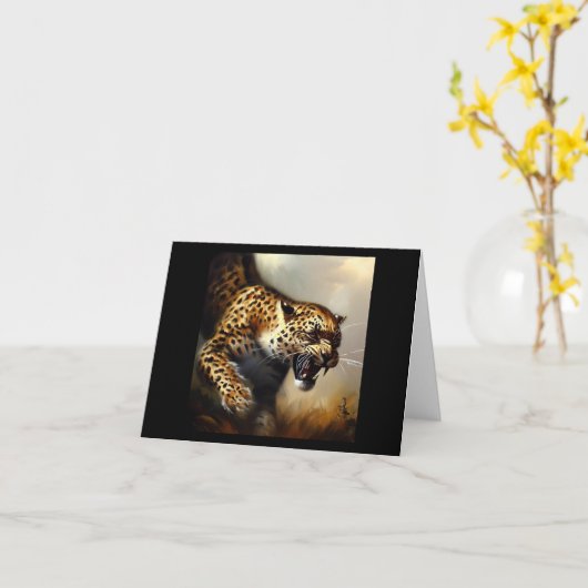 Leopard (8) Wildkatze Karte (Gelbe Blume)