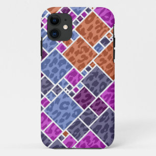 Leopard Abstrakt Art Lila, braune graue Quadrate Case-Mate iPhone Hülle