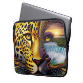 Leopard-Abstrakte Kunst Laptopschutzhülle (Vorderseite Links)