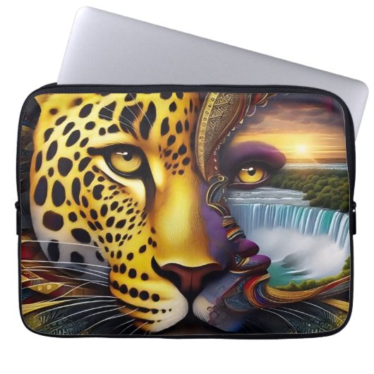 Leopard-Abstrakte Kunst Laptopschutzhülle (Vorderseite)