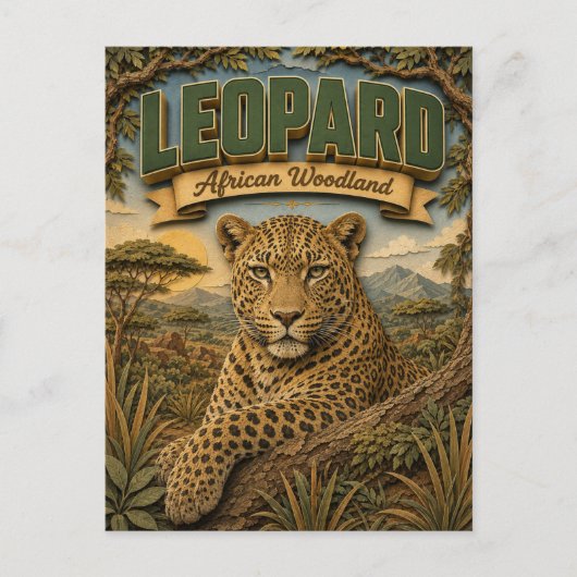 Leopard Afrikanisches Waldland POPCUT Postkarte (Vorderseite)