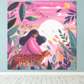 Leopard am Internationalen Frauentag Leinwanddruck (Insitu (Holzboden))