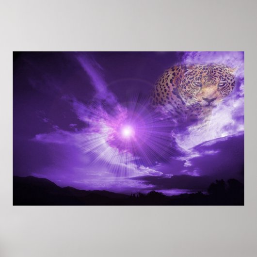Leopard am lila Himmel. Plakat (Vorne)