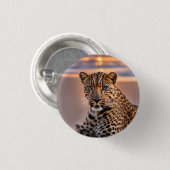 Leopard am Strand Button (Vorne & Hinten)