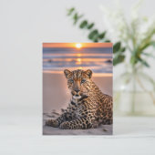 Leopard am Strand Feiertagspostkarte (Stehend Vorderseite)