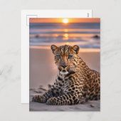 Leopard am Strand Feiertagspostkarte (Vorne/Hinten)