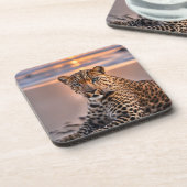 Leopard am Strand Getränkeuntersetzer (Linke Seite)