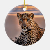Leopard am Strand Keramik Ornament (Hinten)