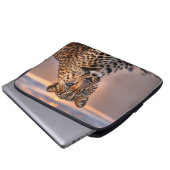 Leopard am Strand Laptopschutzhülle (Vorne Knopf)