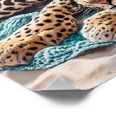 Leopard am Strand Poster Leopard Wandkunst Küste (Ecke)