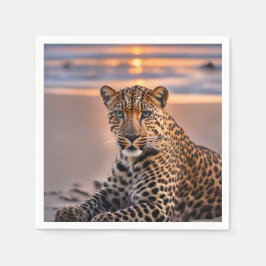 Leopard am Strand Serviette