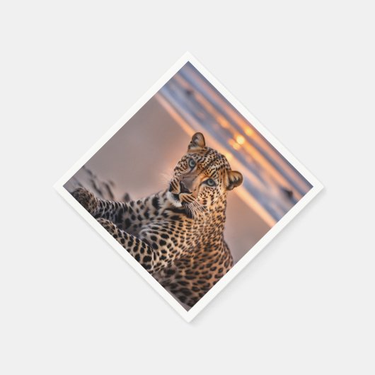 Leopard am Strand Serviette (Ecke)