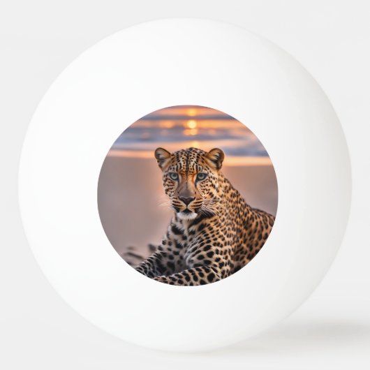 Leopard am Strand Tischtennisball (Vorderseite)