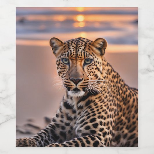 Leopard am Strand Weinetikett (Einzelnes Label)