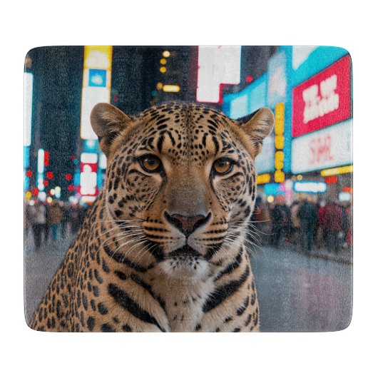 Leopard am Times Square Schneidebrett (Vorderseite)