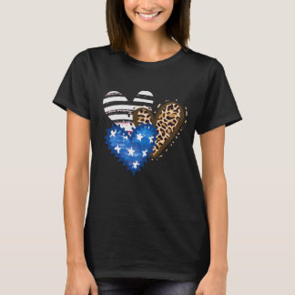Leopard American Flag Herbst 4. Juli Geschenk T-Shirt