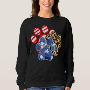 Leopard American Flag Herbst 4. Juli Hunde Paw P Sweatshirt